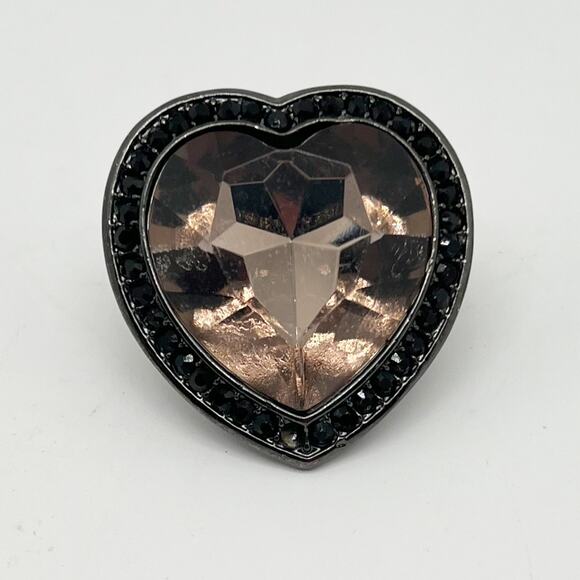 Lot of 3 Large Statement Elastic Cocktail Rings - Flower - Heart -Dangle Beads - Picture 2 of 11